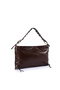 Bondy Faux Leather Knitted Detailed Wrinkled Women's Shoulder Bag Brown - 2