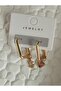 Valentine's Day Gift Rectangular Steel Earrings with Zircon Heart and Letter Charms (with String Bracelet Gift) - 3