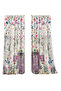 Children's Room Double Winged Background Curtain with Flower Garden, Door and Bird Pattern - 2