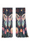 Children's Room Double Winged Background Curtain with Moon, Star and Night Butterfly Pattern - 2