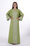 Women's wide embroidered linen jalabiya dress with a hidden belt
