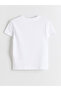 White Girls' Crew Neck T-Shirt - 4