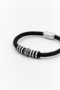 Men Braided Leather And Stainless Steel Beads Bracelet, Black - 3