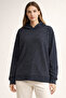 SİMLİ LACİVERT KAPŞONLU SWEATSHIRT