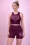 Love Me Still Shining Burgundy High Waist Biker Leggings & Sports Bustier Set