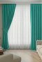Curtain Pendik Velvet with Foam Backing Turquoise Single Wing Standard Pleated Single Wing