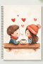 Couple&Love Themed A5 Metal Spiral Bound Unlined Cardboard Cover Couple&Love Themed Notebook - 2