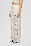 Women's Floral Embroidered Viscose-Linen Natur Trousers - 2