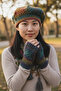 Knitted Bohemian Color-Shifted, Sparkling Fingerless Gloves & Neck Warmer & Painter's Beret Set - 2