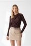 Brown Drape Detailed Long Sleeve Women's Blouse Sh358 - 3