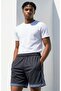 Lycra Honeycomb Fabric Pocketless Men's Shorts – Soft Textured, Elastic and Drawstring Waist, Anthracite Detailed