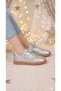 Girl's Silver Glittery Velcro Daily Comfortable Sole Sneaker Sports Shoes
