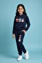 Girl's Penguin Printed Sporty Style Hooded Tracksuit Set