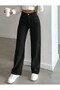 High-Waist Black Linen Wide-Leg Full-Cut Trousers - 2