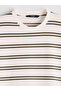 Xside Khaki Crew Neck Striped Men's T-Shirt - 6