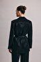 Snake Patterned Long Jacket - Black - 6