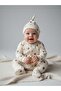Baby Cotton Balloon Patterned Romper with Booties and Front Snap Hat - 5