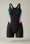 Girl's Color Block Swimsuit with Shorts - Black Color |   Flexible Lycra Swimwear