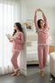 Pink Ruffle Detailed Viscose Woven Pajama Set Pt0024 - 2