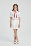 Girl's Red Bowknot White Lace Shirt White Pleated Skirt Set April 23