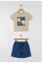 Limi̇ Baby Boy & Child Soft Textured Flexible Linen Shorts T-Shirt Set
