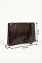 Women's Dark Brown Crocodile Patterned Wrist Strap Portfolio & Handbag - Stylish Zippered Clutch - 2