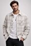 Honeycomb Pattern Thick Jacket-Look Single Pocket Detail Plaid Textured Knit Shirt - 2
