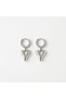 Steel Earrings Silver Color Heart Detailed Dangle Women's Earrings