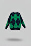 Crew Neck Diamond Pattern Oversize Knitwear - 2