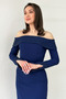 Women's Madonna Collar Beaded Embroidered Long Sleeve Fish Evening Dress Red, Black, Navy Blue, White - 2