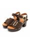 Brown Suede Genuine Leather Light Sole Buckle Women's Clogs Slippers - 4