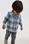 Turquoise Color Checkered Baby Boy Long Sleeve Shirt