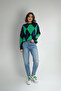 Crew Neck Diamond Pattern Oversize Knitwear