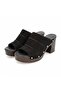 Black Suede Genuine Leather Light Sole Women's Clogs with Stitching Detail - 2