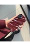 iPhone 16 Plus Compatible Burgundy Marble Pattern Case Shiny Surface Stylish and Shock-Protective Case - 2