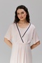 Pink Piping Maternity Nightgown and Dressing Gown Set with Breastfeeding Function - Premium Series - 6