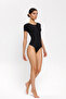 Women's Crew Neck Short Sleeve Body-Hugging Snap Fastener Bodysuit Sun256 - 2