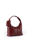 Bonega Knitted Patterned Faux Leather Wallet Women's Hand and Shoulder Bag with Accessories Claret Red - 3