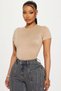 Women's Crew Neck Short Sleeve Body-Hugging Snap Fastener Bodysuit Sun256 - 2