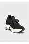 Stoned Lace-Up Knitwear Thick Padded Sole Women's Sneaker Shoes B279 - 2