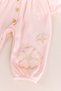 Baby Girl Jumpsuit with Flower Motif on the Collar and 100% Cotton Bandana - 3