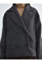 Lcw Modest Anthracite Double-Breasted Collar Oversize Women's Cashmere Coat - 4