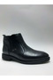 Genuine Leather Laceless Zippered Fur Inside Rubber Sole Black Classic Winter Men's Boots - 2