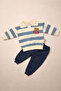Striped Teddy Bear Embroidered Top and Bottom Baby Boy and Child Set - 3