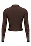 Women's Brown Sprinkled Stone Ribbed Blouse - 4
