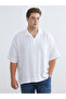 Uzg Store for Style Seekers Plus Size Cuban Roba Collar Short Sleeve Muslin Men's Shirt