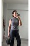 Zero Sleeve Anthracite Bearded Knitwear Body Blouse Sweater - 2