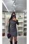 Kayık Plaid Shirt Collar Strapless Look Fabric Design Chic Premium Series Long Sleeve Dress