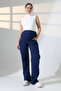 Women's Wide Leg Denim Maternity Pants with Adjustable Elastic Waist for Comfortable and Flexible Use - 2