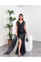 Double-Breasted Collar Shoulder Beading Detailed Tasseled Maxi Women's Dress